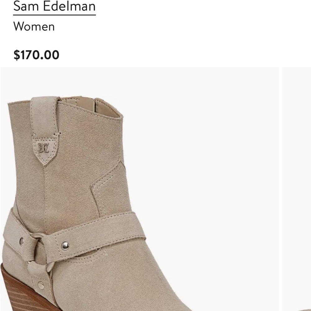 Sam Edelman Tan Heeled Boots with Western Flair - Picture 4 of 6